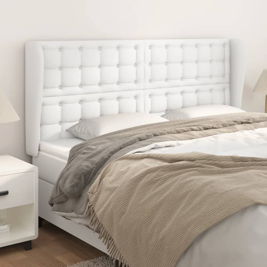 vidaXL Sänggavel med kanter vit 183x23x118/128 cm konstläder