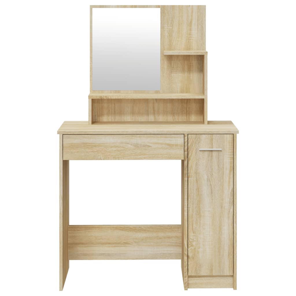 vidaXL Sminkbord med spegel sonoma-ek 86,5x35x136 cm