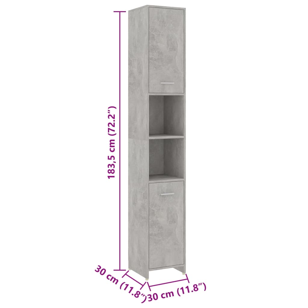 vidaXL Badrumsmöbler 4 delar betonggrå spånskiva