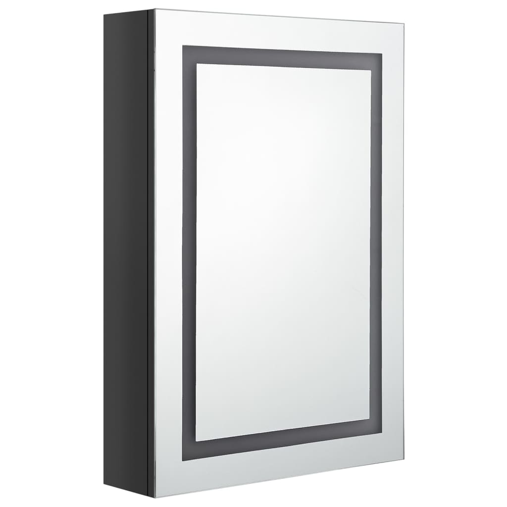 vidaXL Spegelskåp med LED blank svart 50x13x70 cm