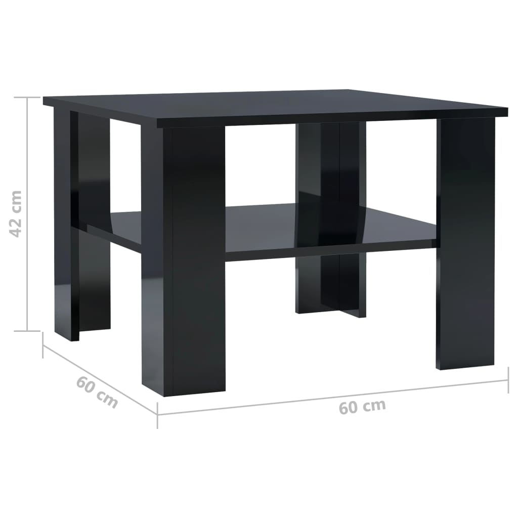 vidaXL Soffbord svart högglans 60x60x42 cm konstruerat trä