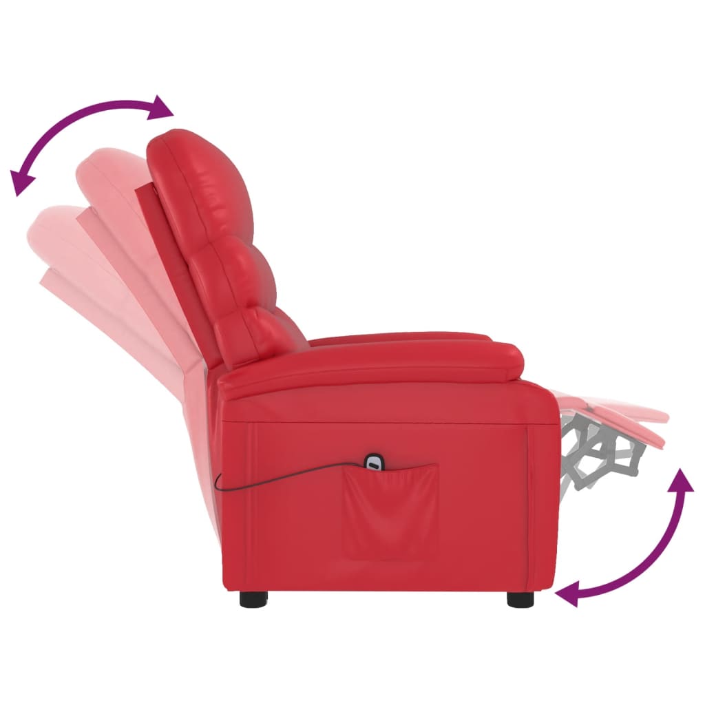 vidaXL Elektrisk reclinerfåtölj röd konstläder