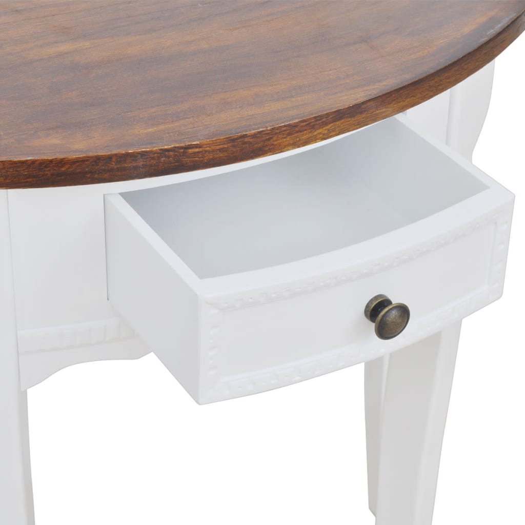 vidaXL Konsolbord med låda och brun bordskiva halvrund