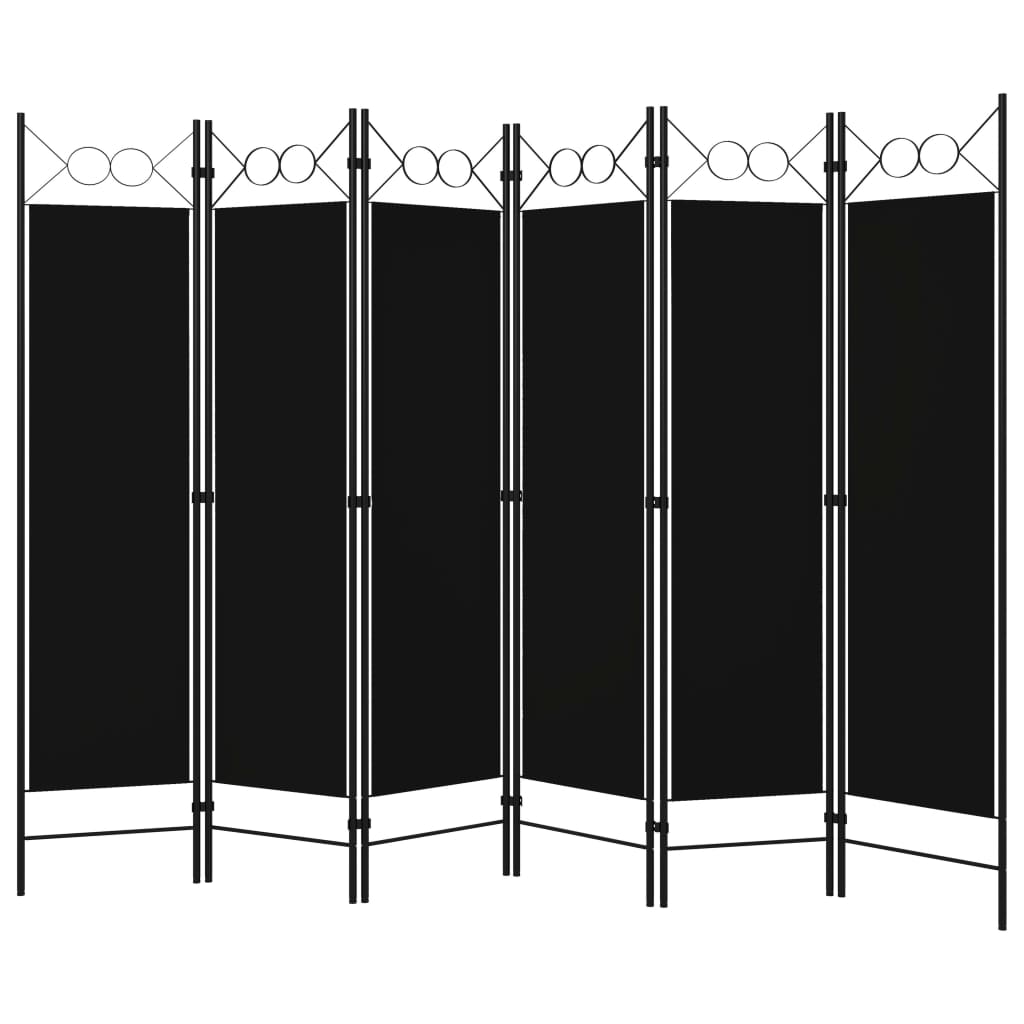 vidaXL Rumsavdelare 6 paneler svart 240x180 cm