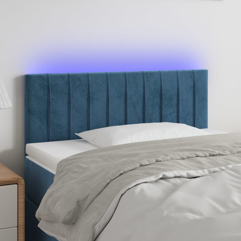 vidaXL Sänggavel LED mörkblå 80x5x78/88 cm sammet