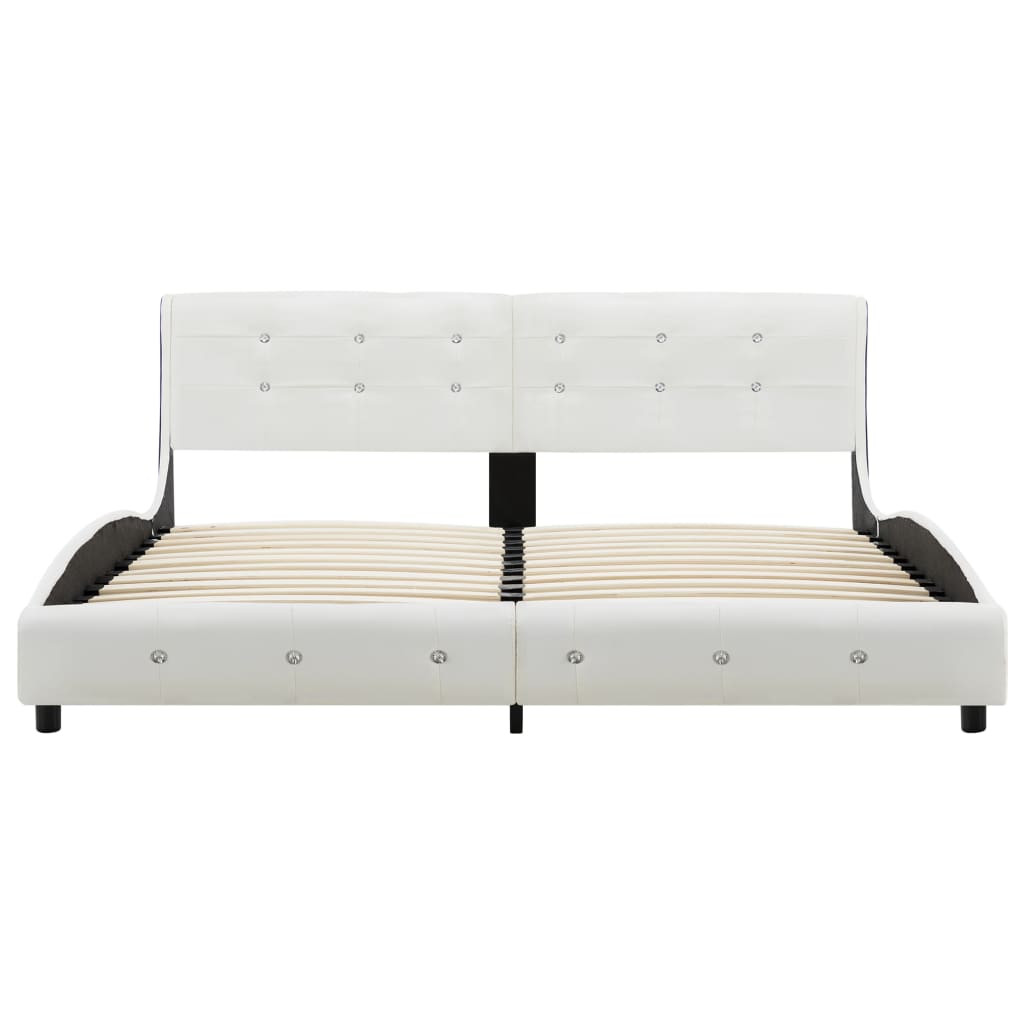 vidaXL Säng med madrass vit konstläder 180x200 cm