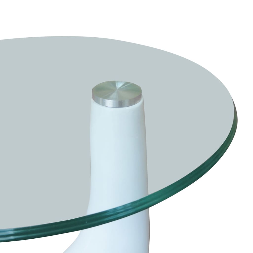 vidaXL Soffbord 2 st med rund bordsskiva glas högglans vit