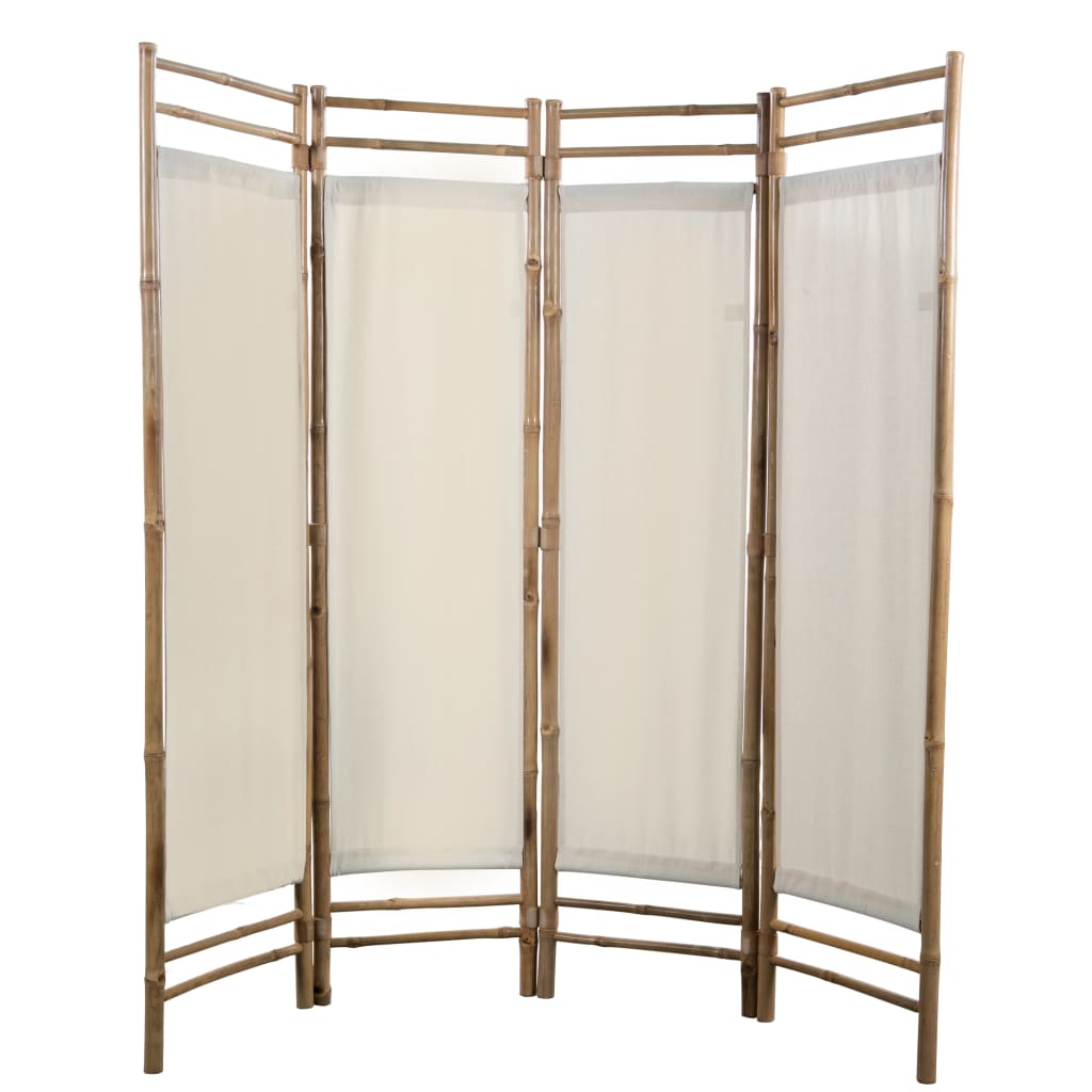 vidaXL Rumsavdelare 4 paneler hopfällbar bambu och kanvas 160 cm