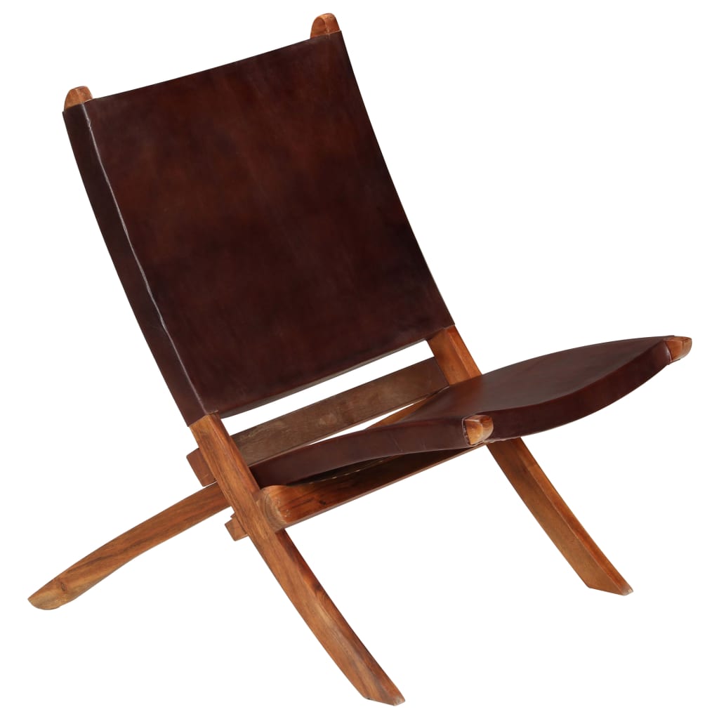 vidaXL Avkopplingsstol brun äkta läder