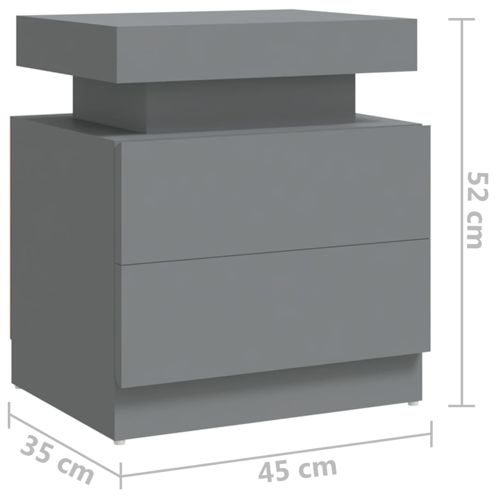vidaXL Sängbord grå 45x35x52 cm spånskiva