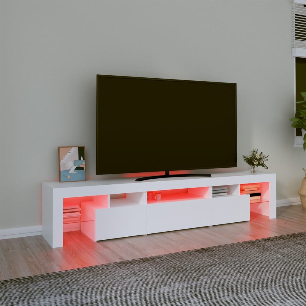 vidaXL Tv-bänk med LED-belysning vit 200x36,5x40 cm