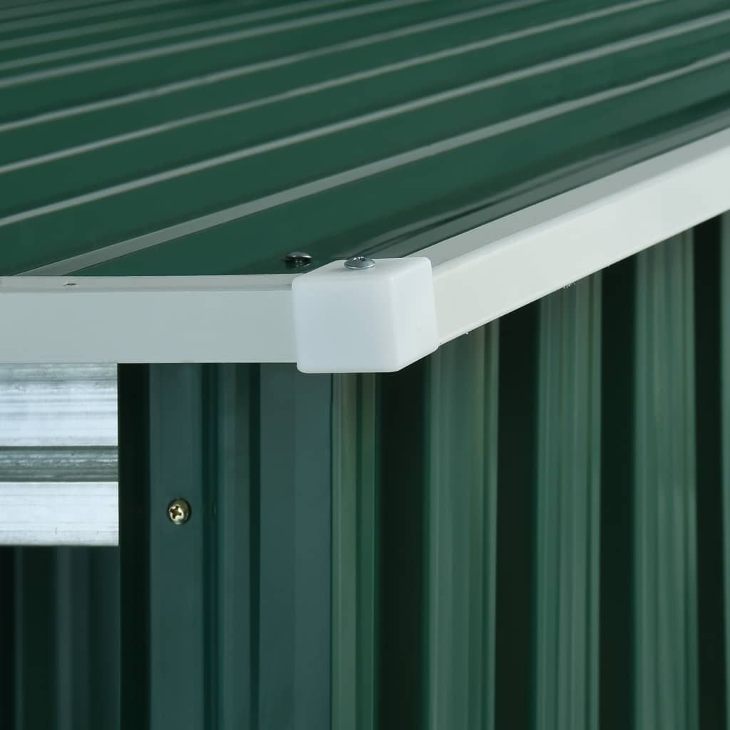 vidaXL Trädgårdsbod med förlängt tak grön 346x193x181 cm stål
