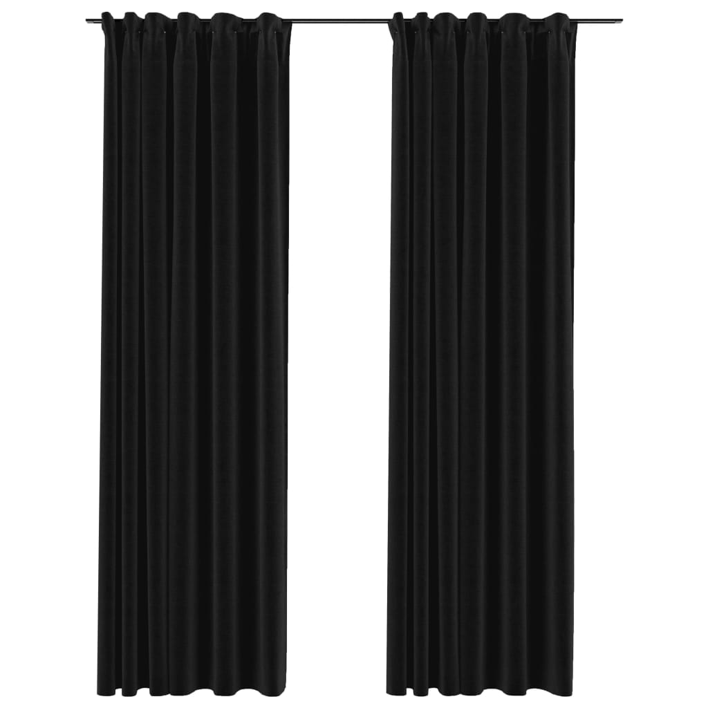 vidaXL Mörkläggningsgardiner med krokar 2 st antracit 140x225 cm