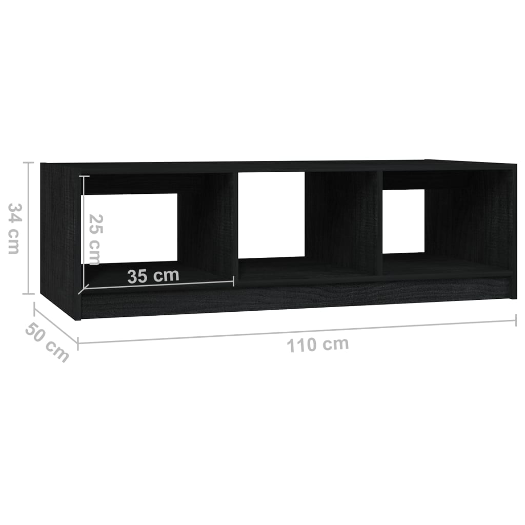 vidaXL Soffbord svart 110x50x34 cm massiv furu