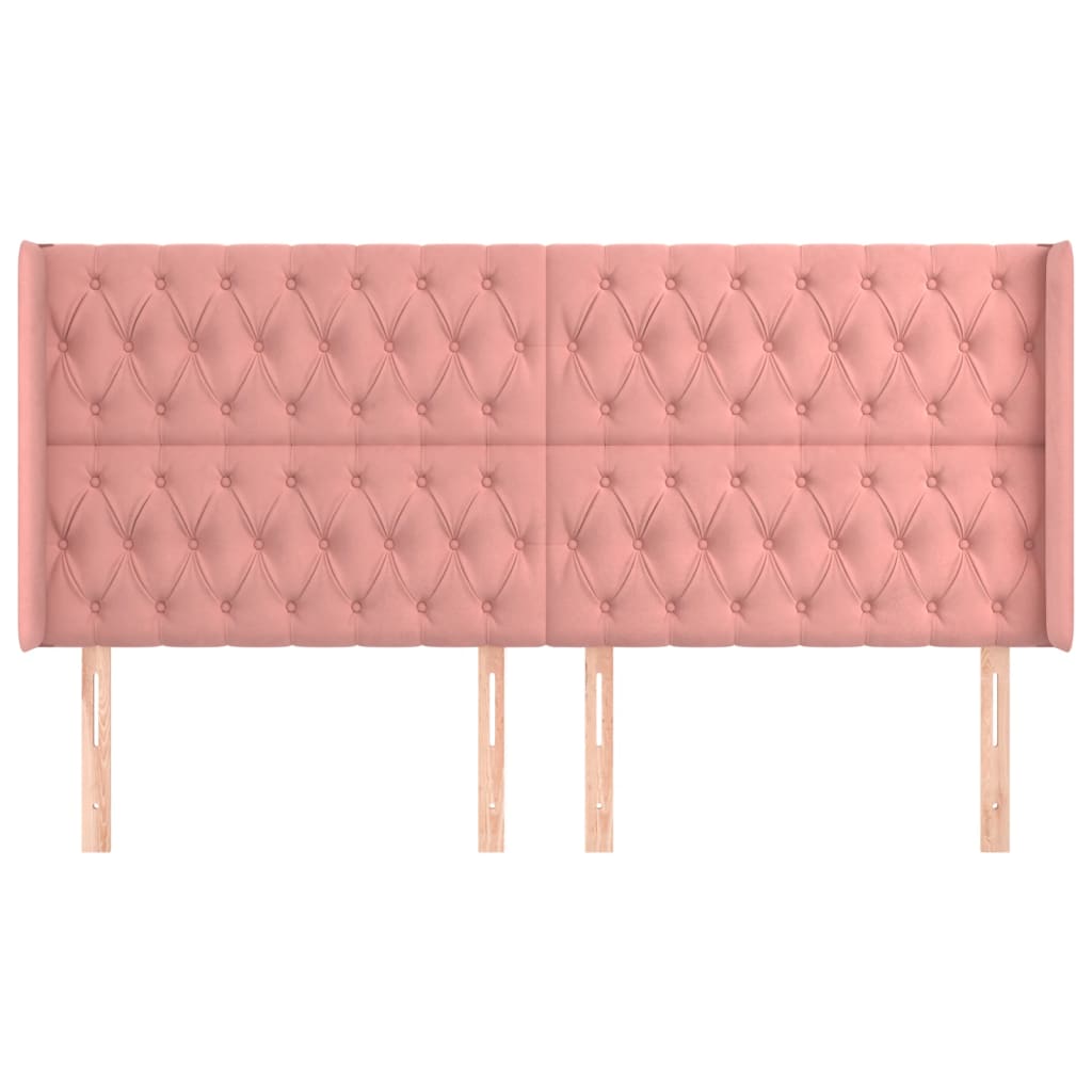 vidaXL Sänggavel med kanter rosa 203x16x118/128 cm sammet
