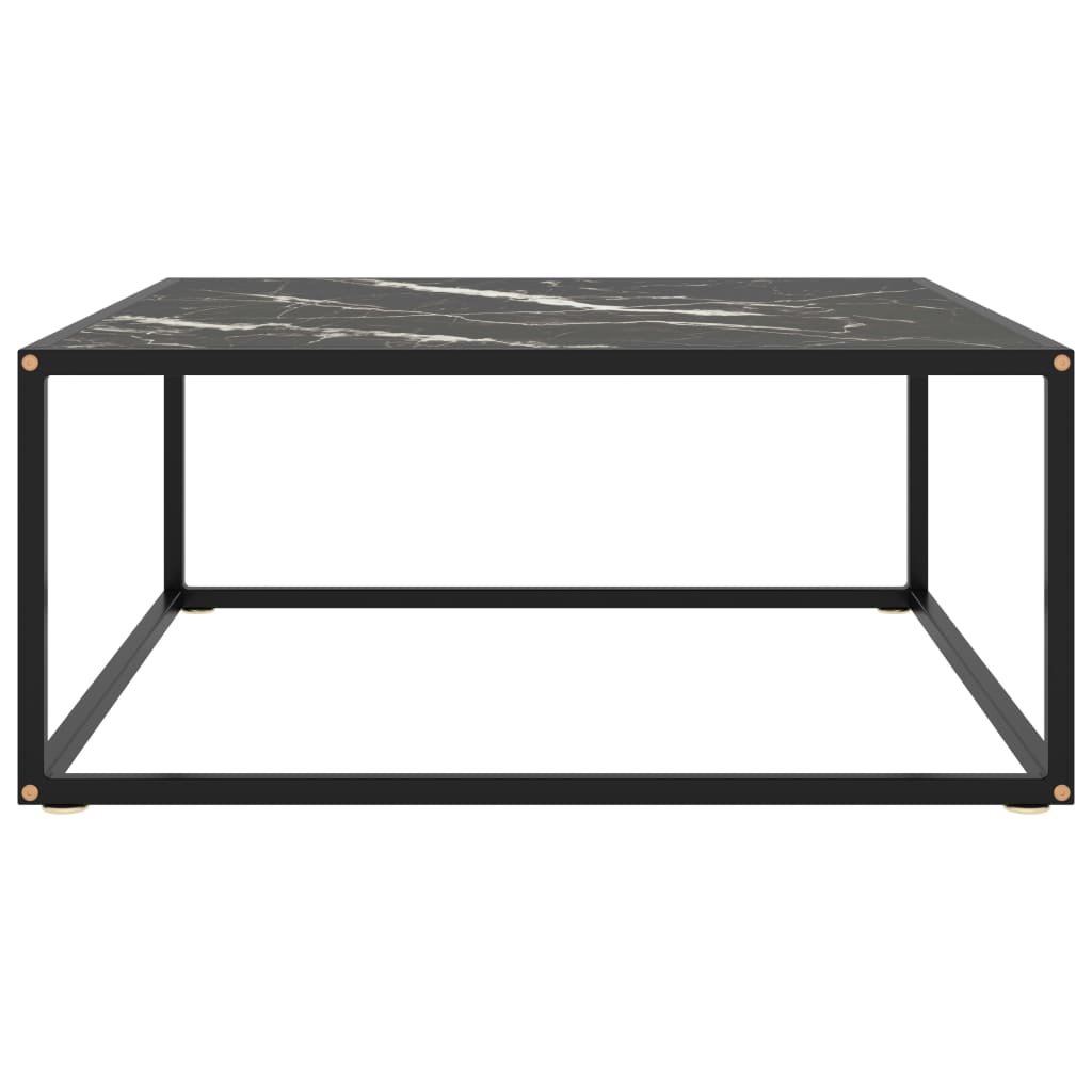 vidaXL Soffbord svart med svart marmor glas 80x80x35 cm