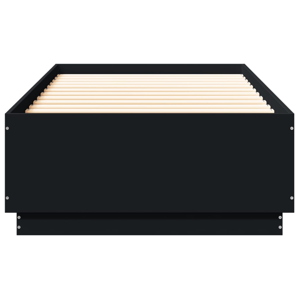 vidaXL Sängram med LEDs svart 100x200 cm konstruerad trä