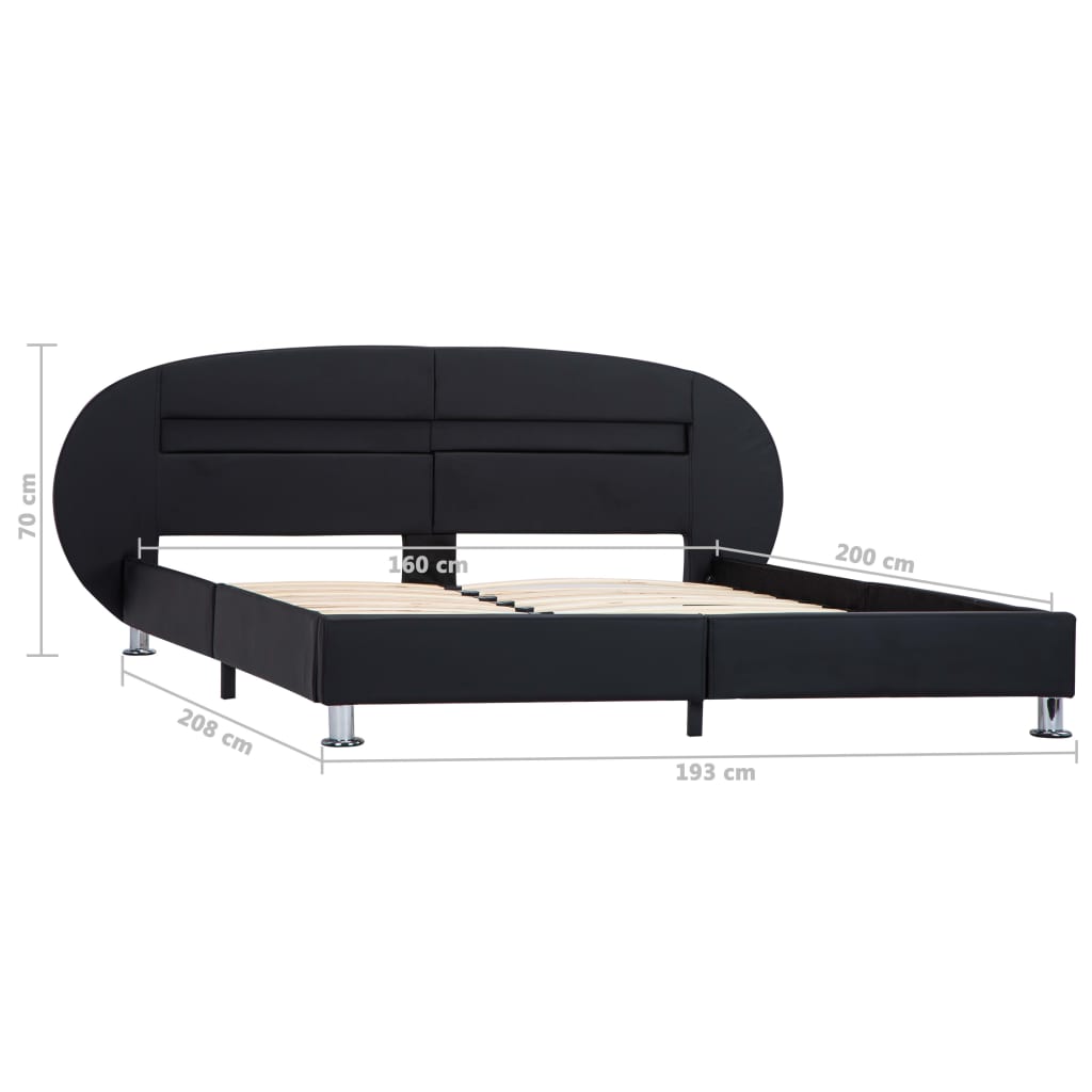vidaXL Sängram med LED svart konstläder 160x200 cm