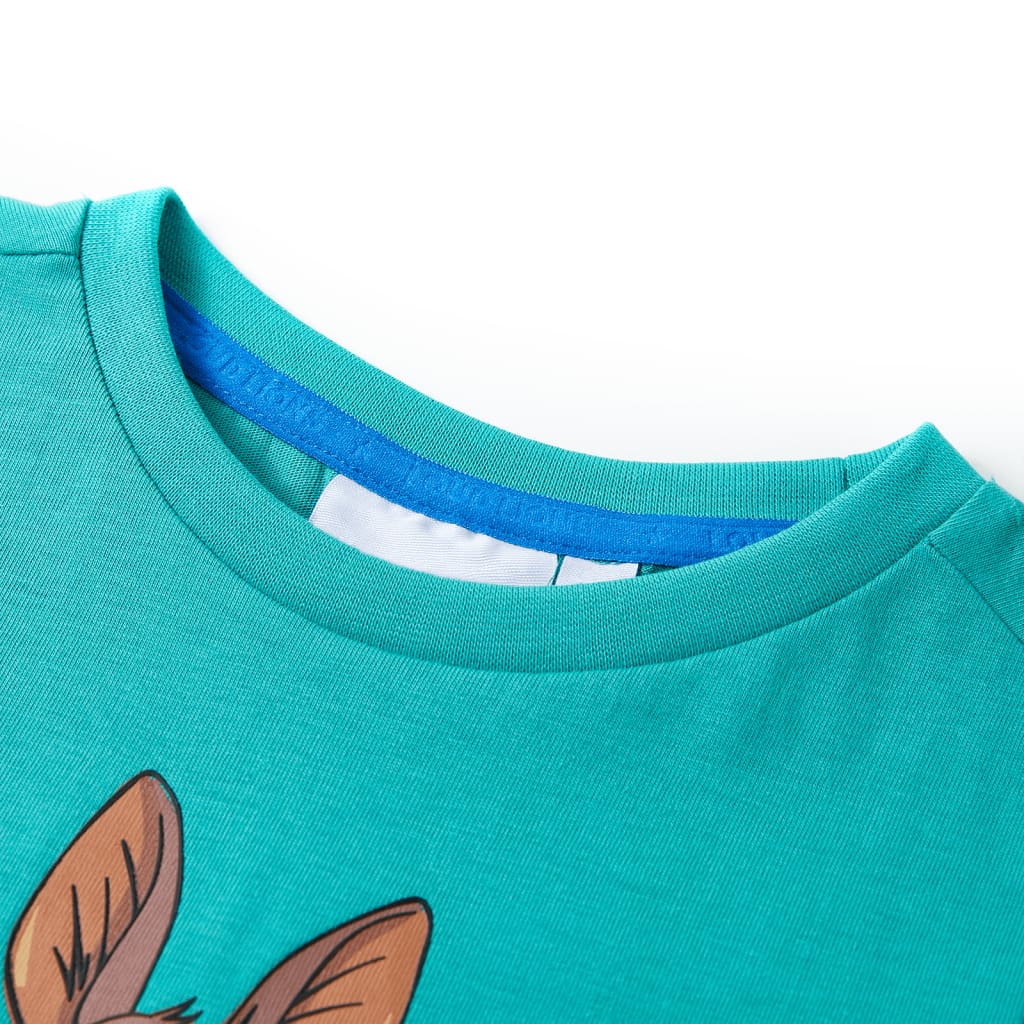 T-shirt med korta ärmar för barn mörk mintgrön 92
