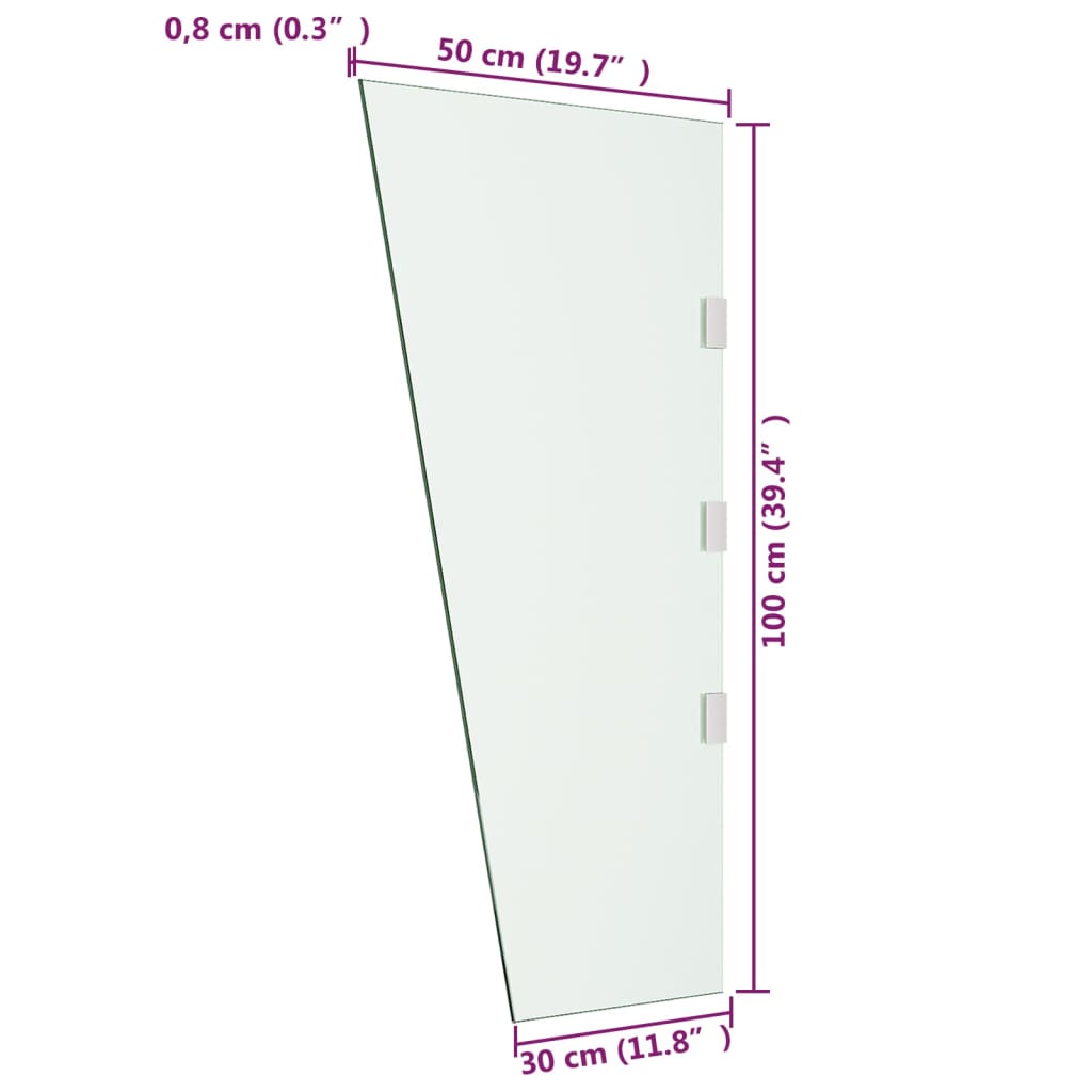 vidaXL Sidopanel för entrétak transparent 50x100 cm härdat glas