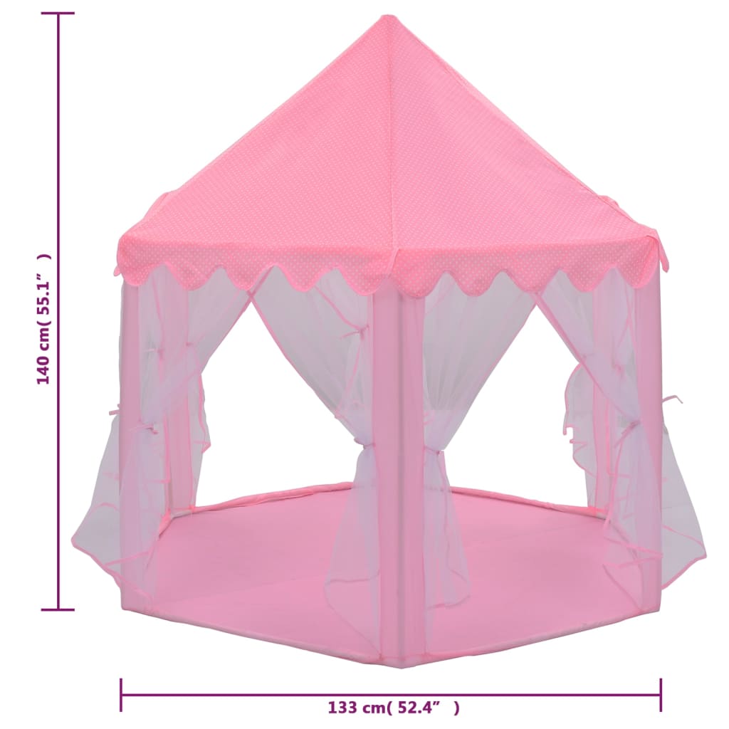 vidaXL Prinsesstält med 250 bollar rosa 133x140 cm