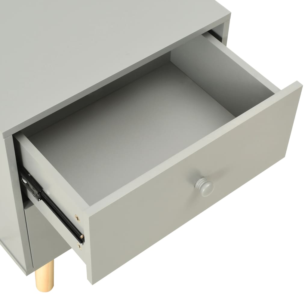 vidaXL Sängbord 2 st grå 40x30x50 cm massiv furu