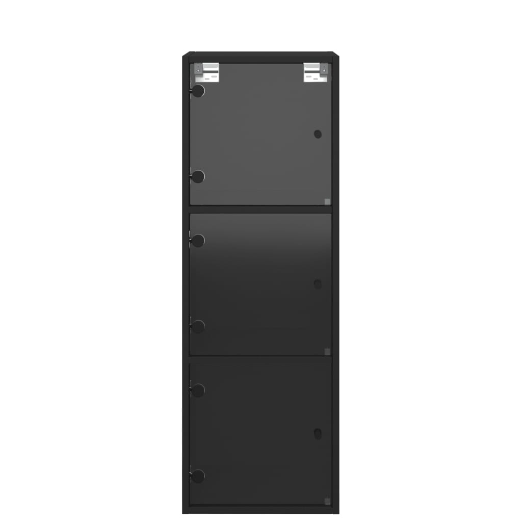 vidaXL Sidoskåp med glasdörrar svart 35x37x100 cm