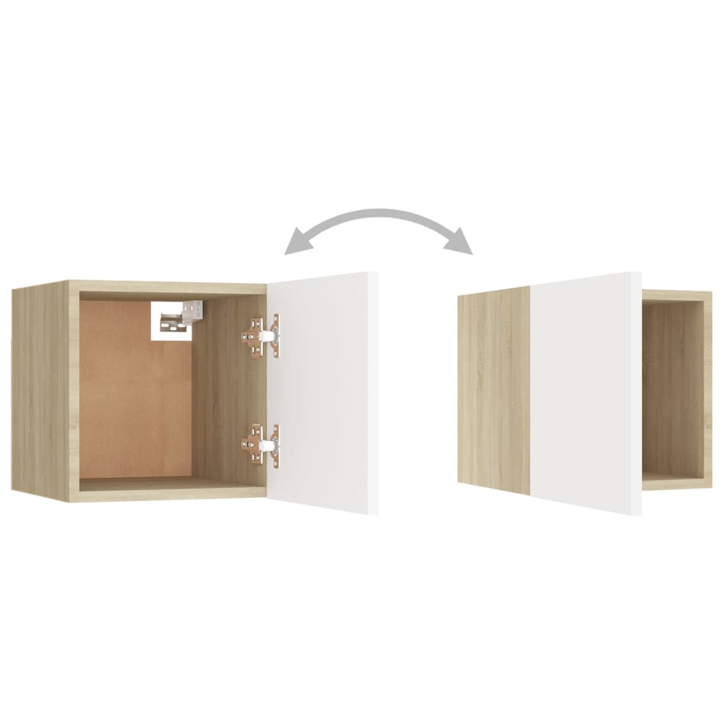 vidaXL Sängbord vit och sonoma-ek 30,5x30x30 cm konstruerat trä