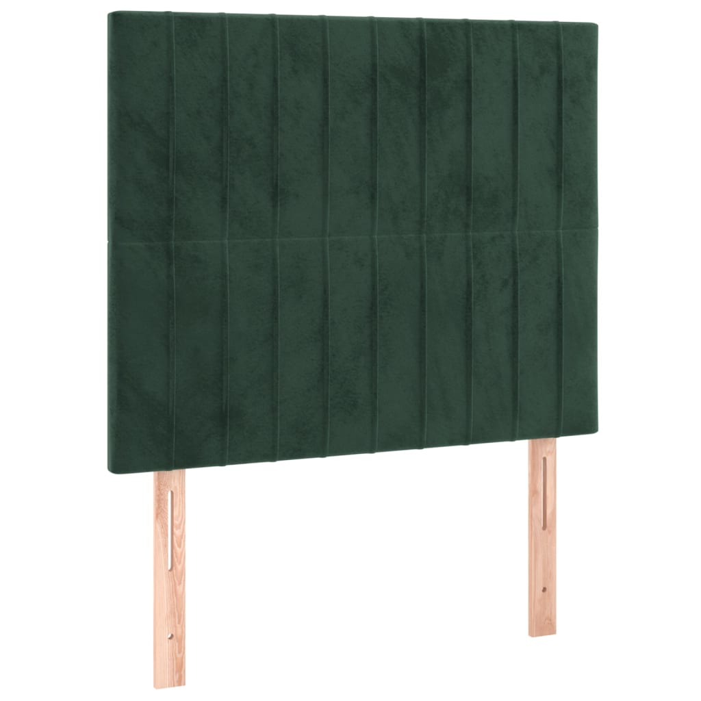 vidaXL Ramsäng med madrass mörkgrön 90x190 cm sammet