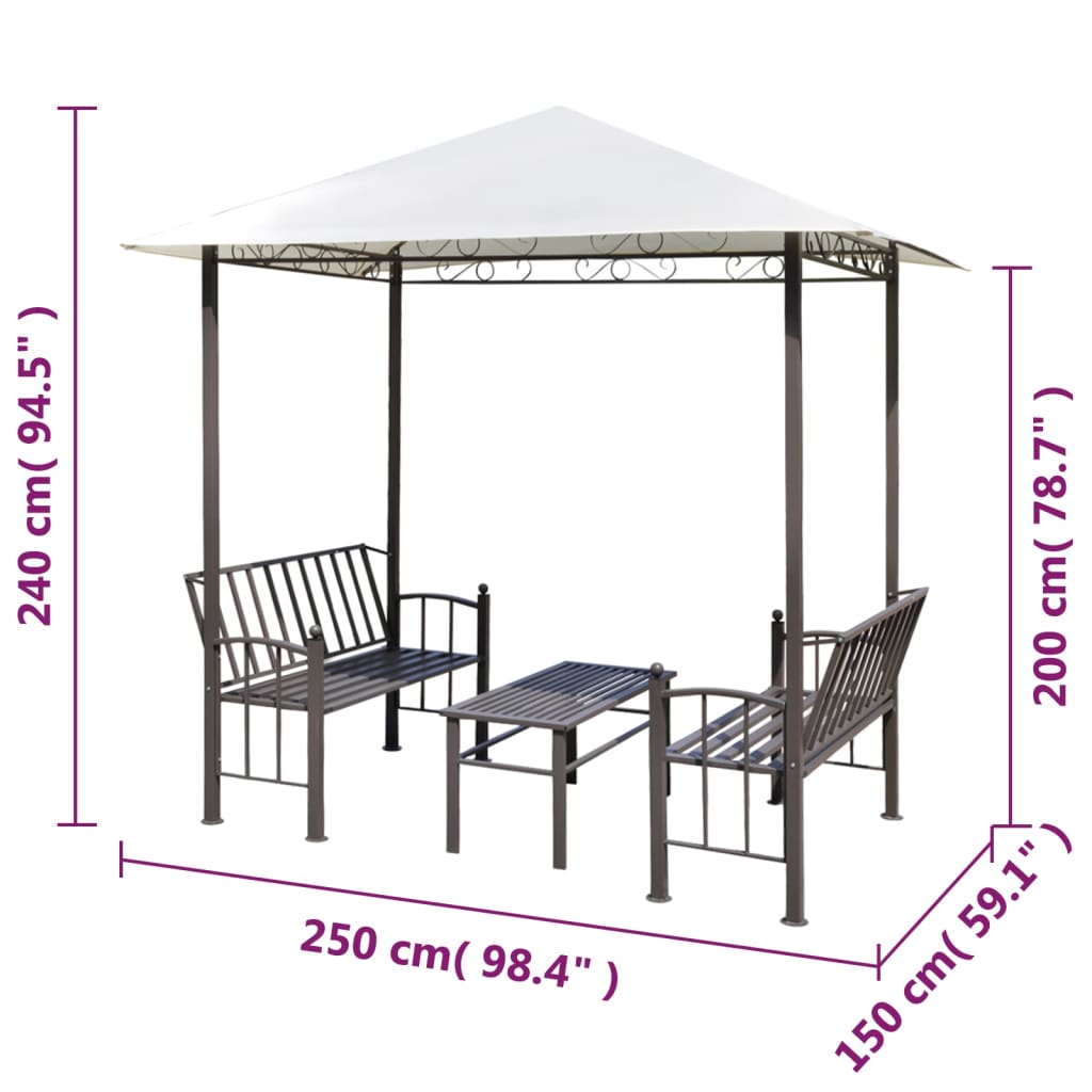 vidaXL Trädgårdspaviljong med bord och bänkar 2,5 x 1,5 x 2,4 m