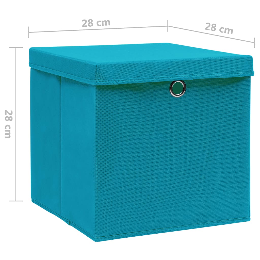 vidaXL Förvaringslådor med lock 10 st 28x28x28 cm babyblå