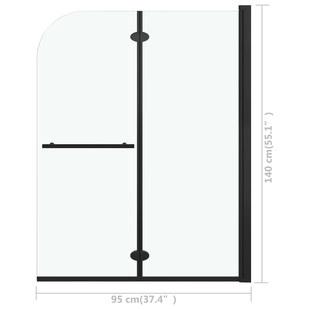vidaXL Duschvägg fällbar 2 paneler ESG 95x140 cm svart