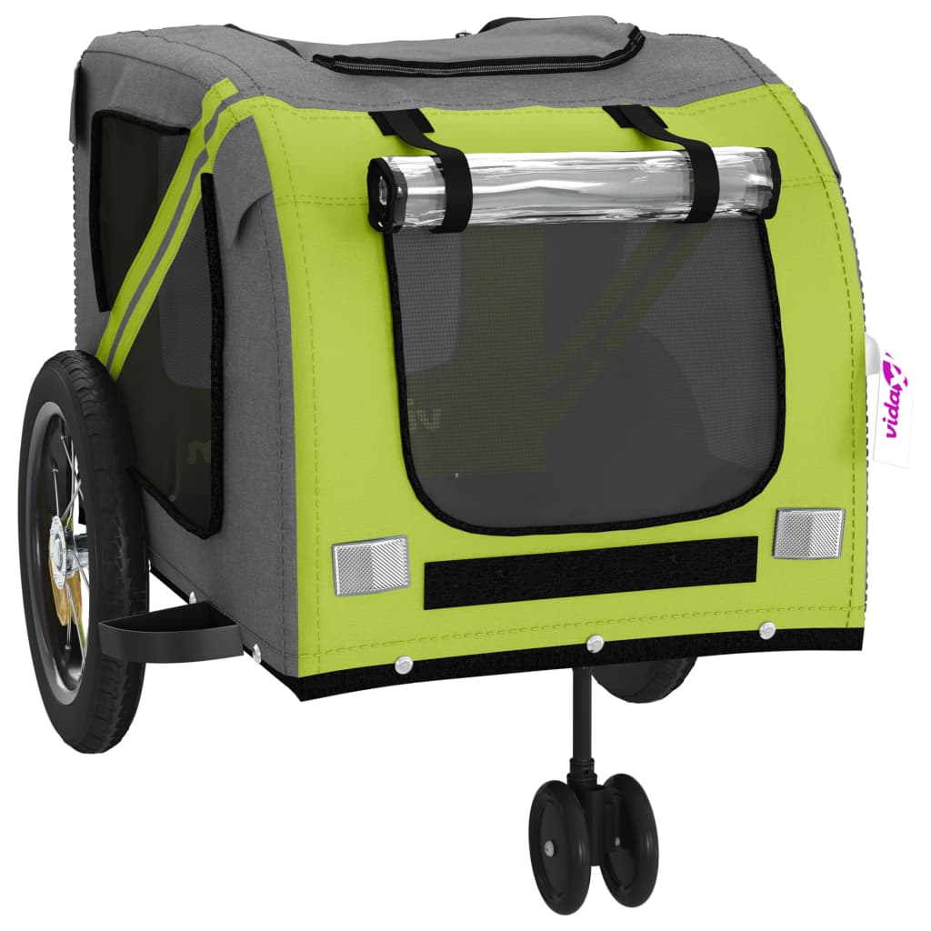 vidaXL Cykelvagn för djur grön och svart oxfordtyg och järn