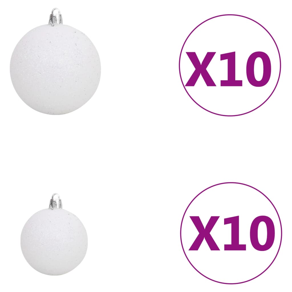 vidaXL Plastgran med LED och julgranskulor och snö 240 cm PVC&PE