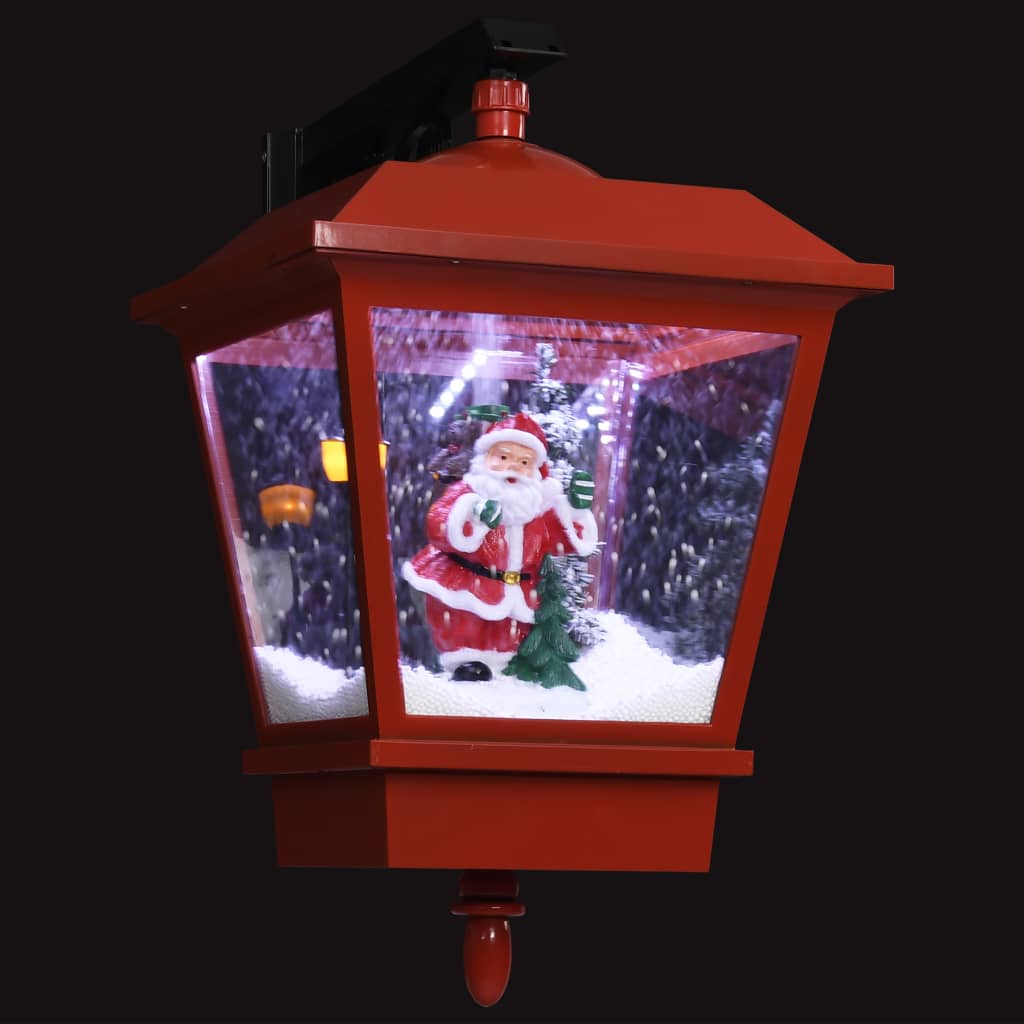 vidaXL Vägglykta med lampa och jultomte röd 40x27x45 cm