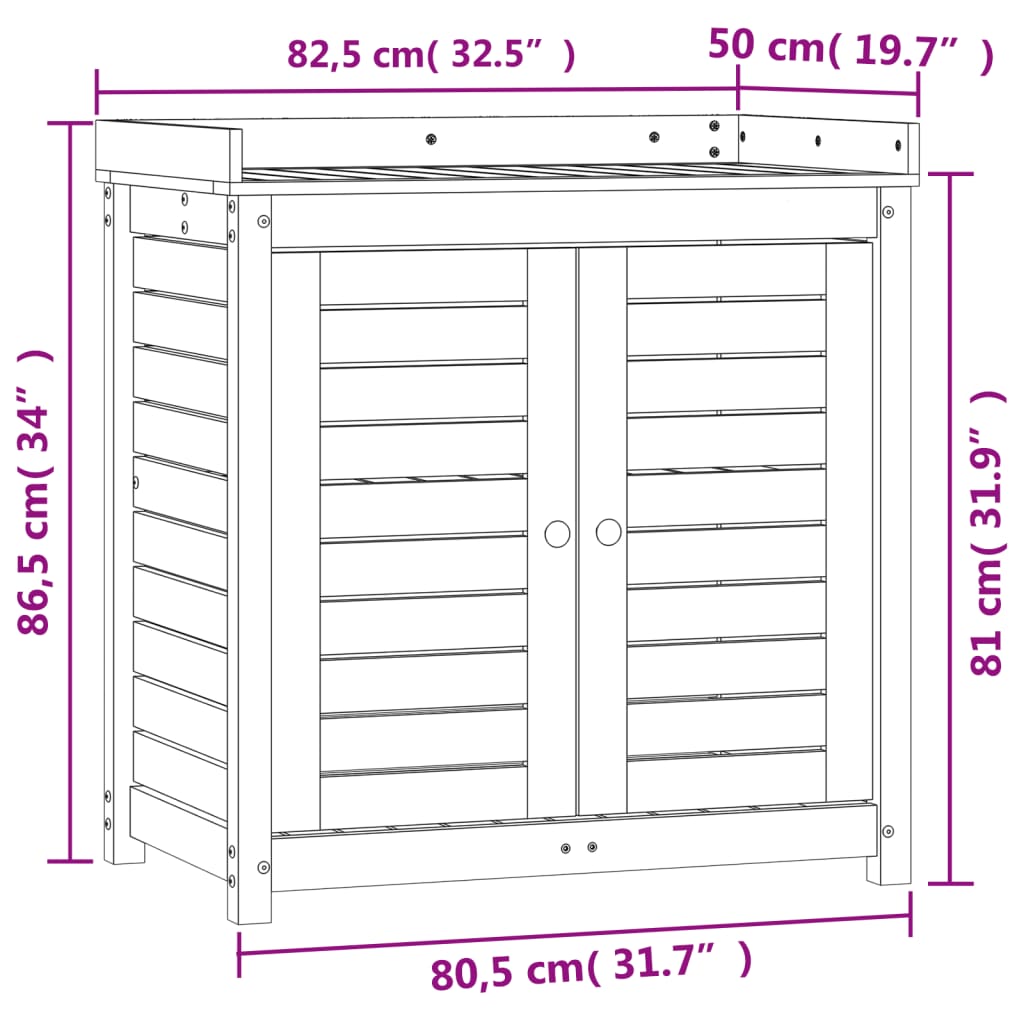 vidaXL Växtbord med hyllor vit 82,5x50x86,5 cm massiv furu