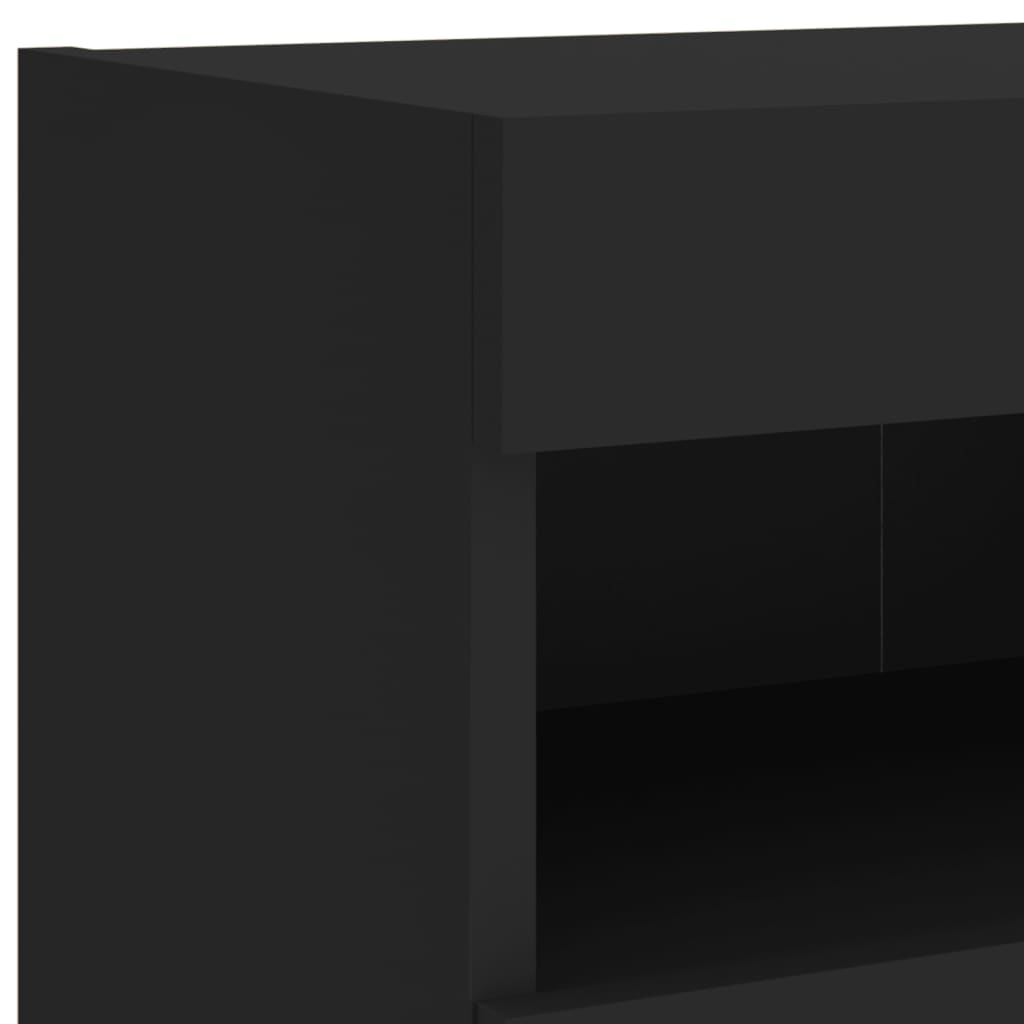 vidaXL Tv-bänk 4 delar LED svart konstruerat trä