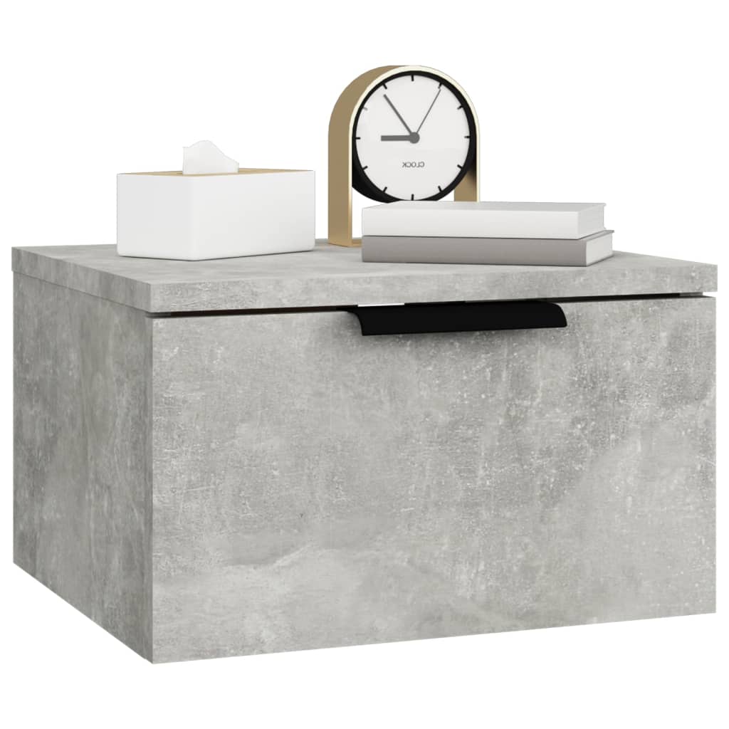 vidaXL Väggmonterat sängbord betonggrå 34x30x20 cm