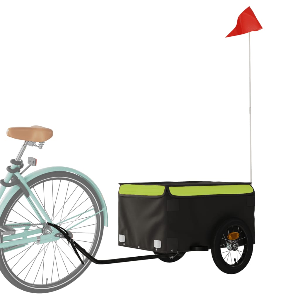 vidaXL Cykelvagn svart och grön 30 kg järn