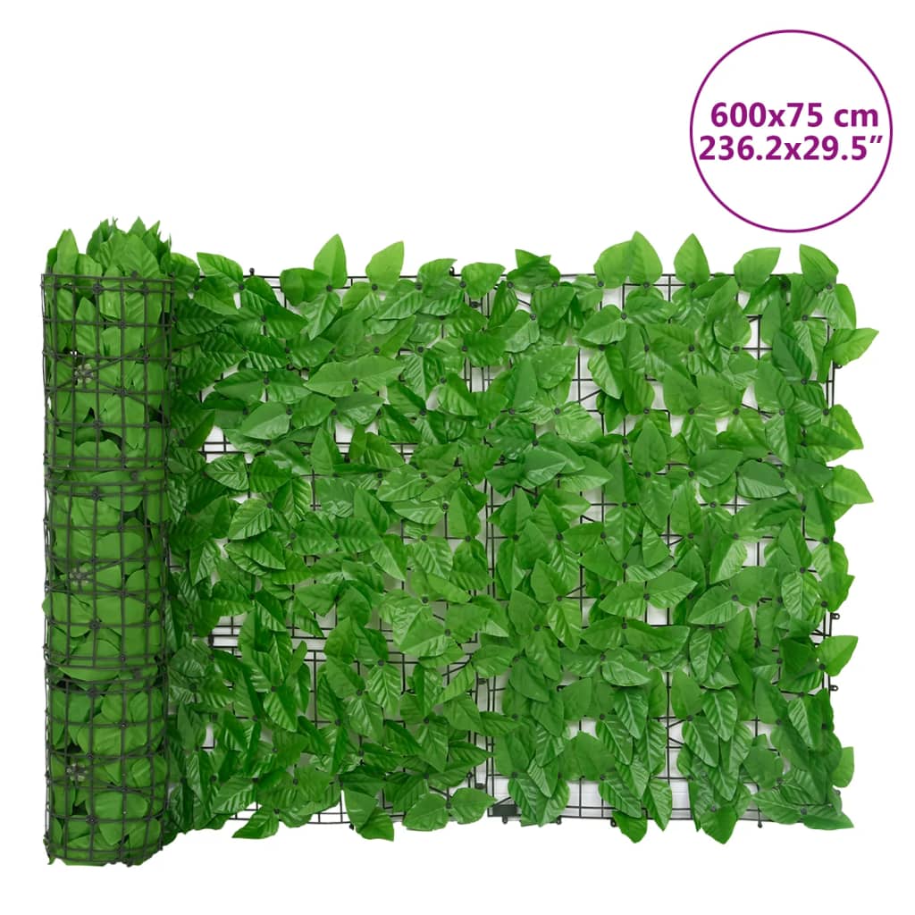 vidaXL Insynsskydd gröna blad 600x75 cm