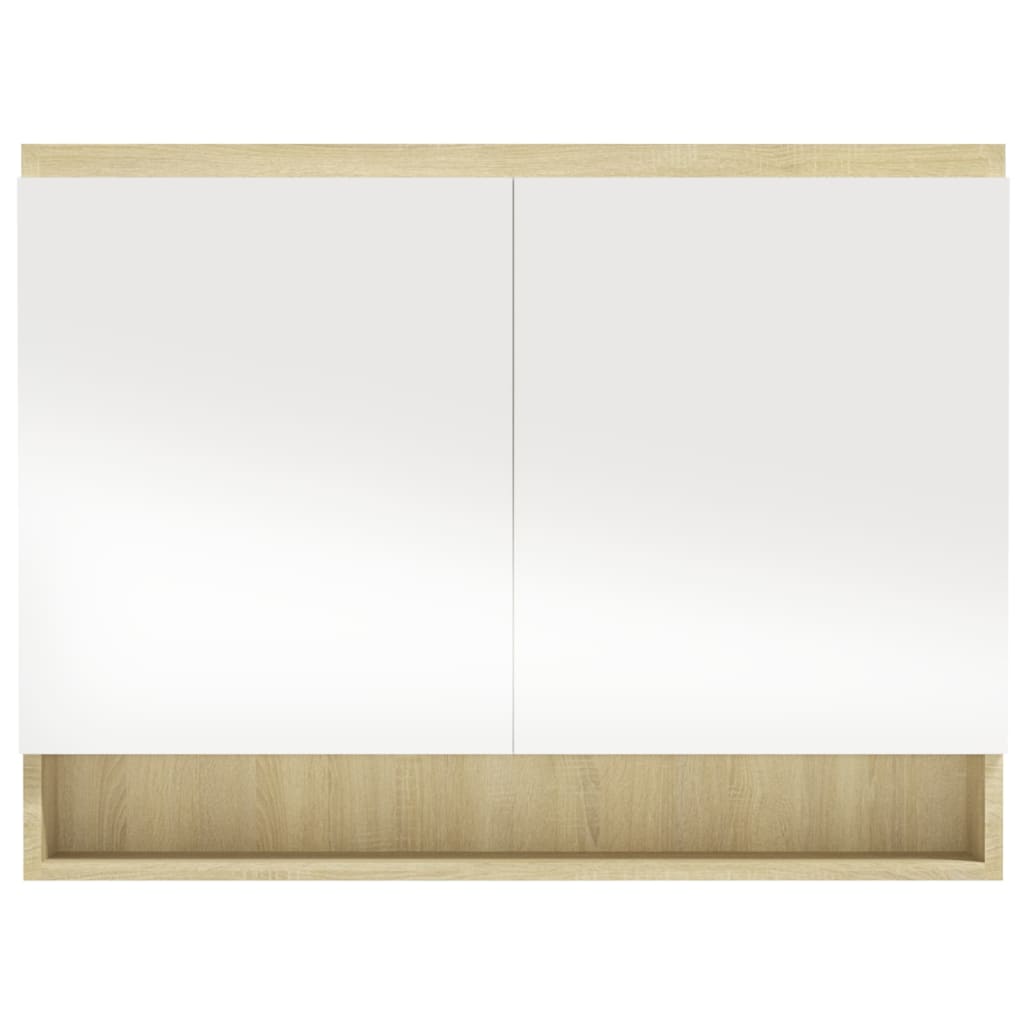 vidaXL Spegelskåp för badrum vit och ek 80x15x60 cm MDF