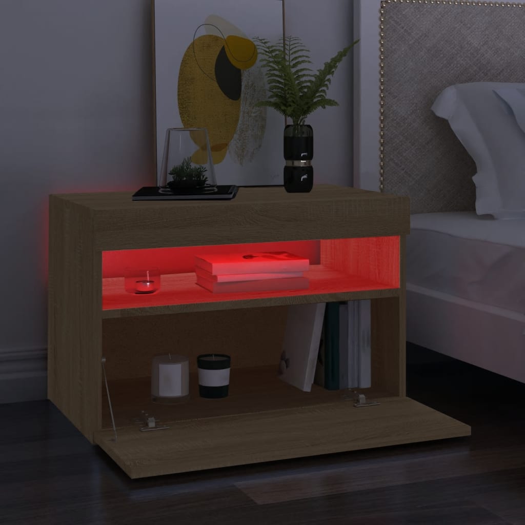 vidaXL TV-bänk med LED-belysning sonoma-ek 60x35x40 cm
