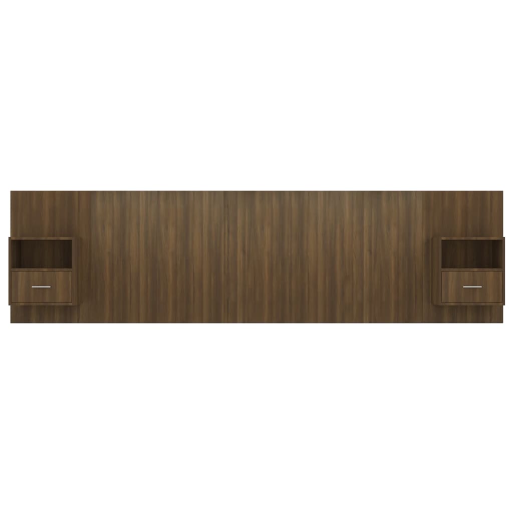 vidaXL Sänggavel med lådor brun ek konstruerat trä