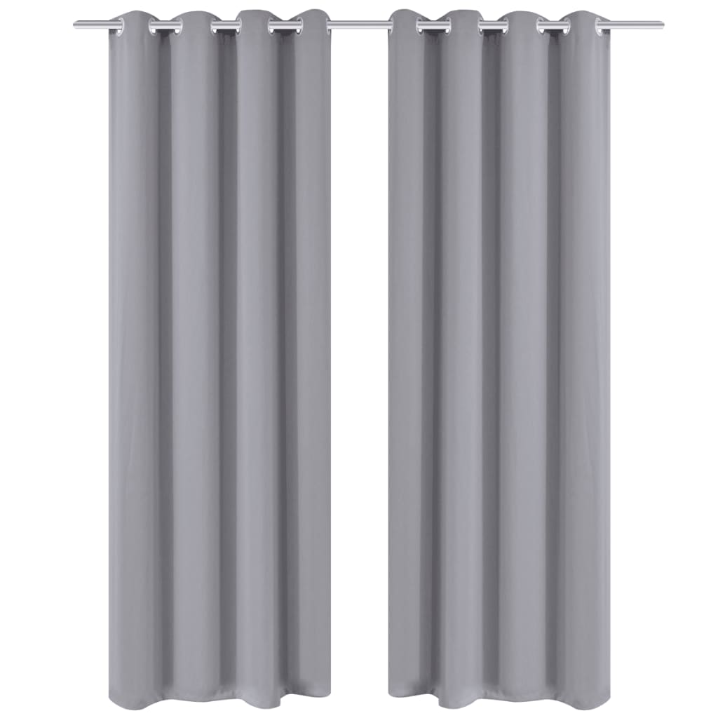 vidaXL Mörkläggningsgardiner med metallringar 2 st 135 x 245 cm grå