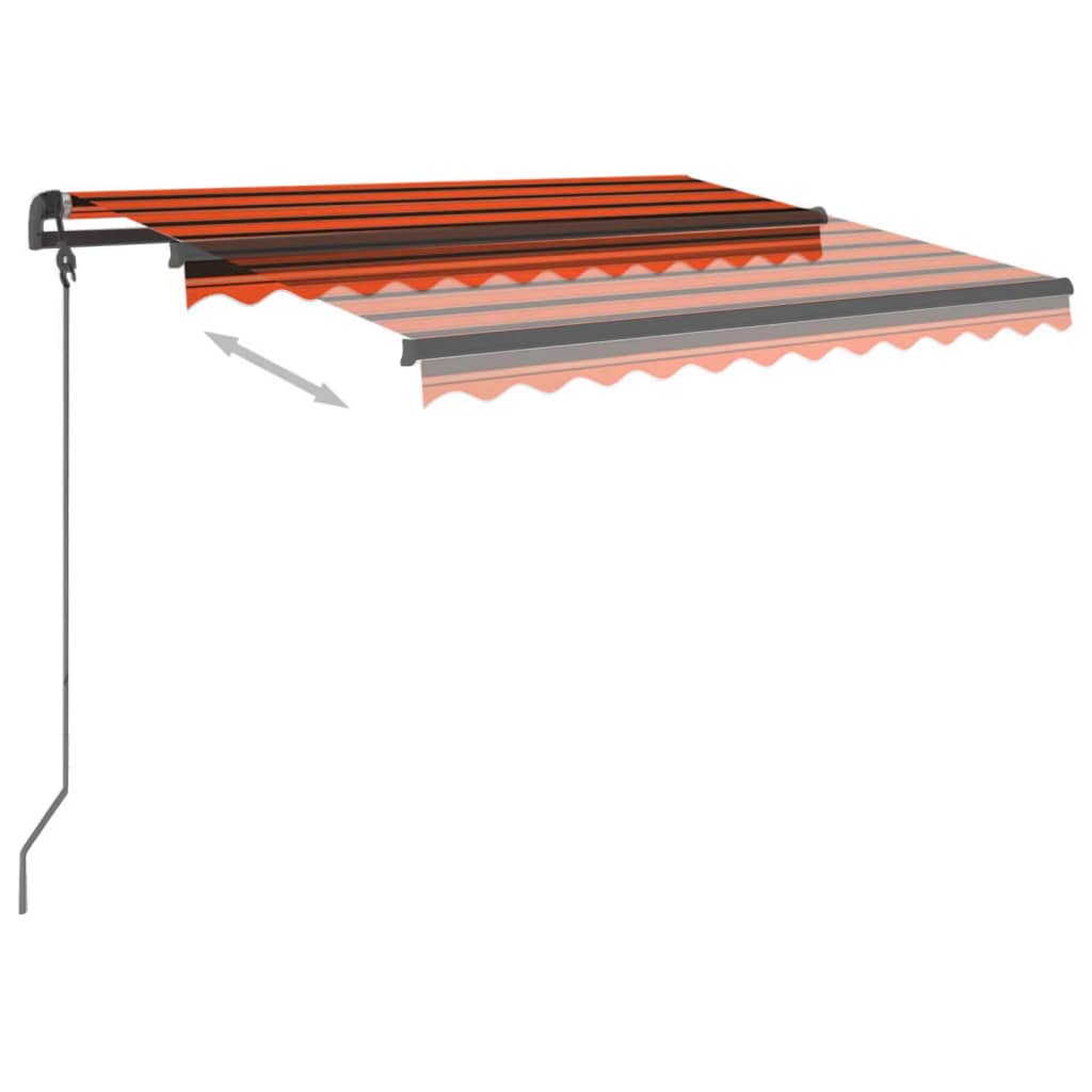 vidaXL Markis med stolpar automatisk infällbar 3x2,5 m orange och brun