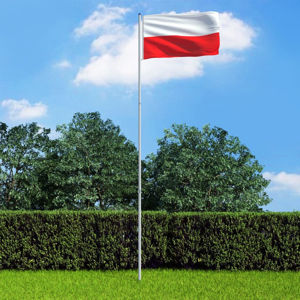 vidaXL Polens flagga och flaggstång i aluminium 6 m