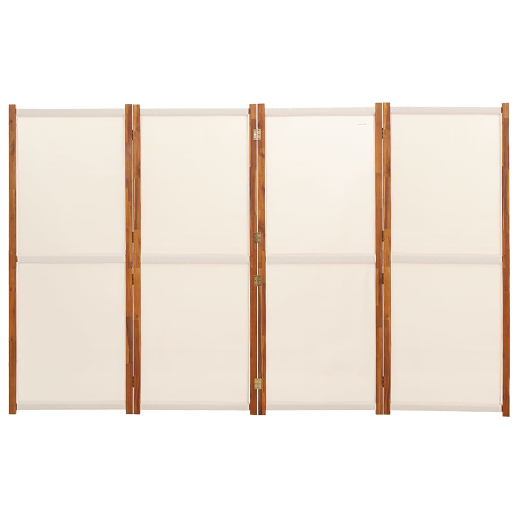vidaXL Rumsavdelare 4 paneler gräddvit 280x180 cm