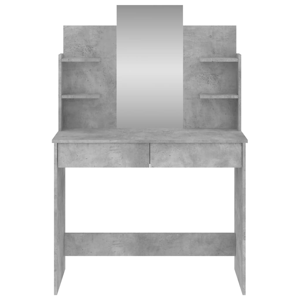 vidaXL Sminkbord med spegel betonggrå 96x39x142 cm