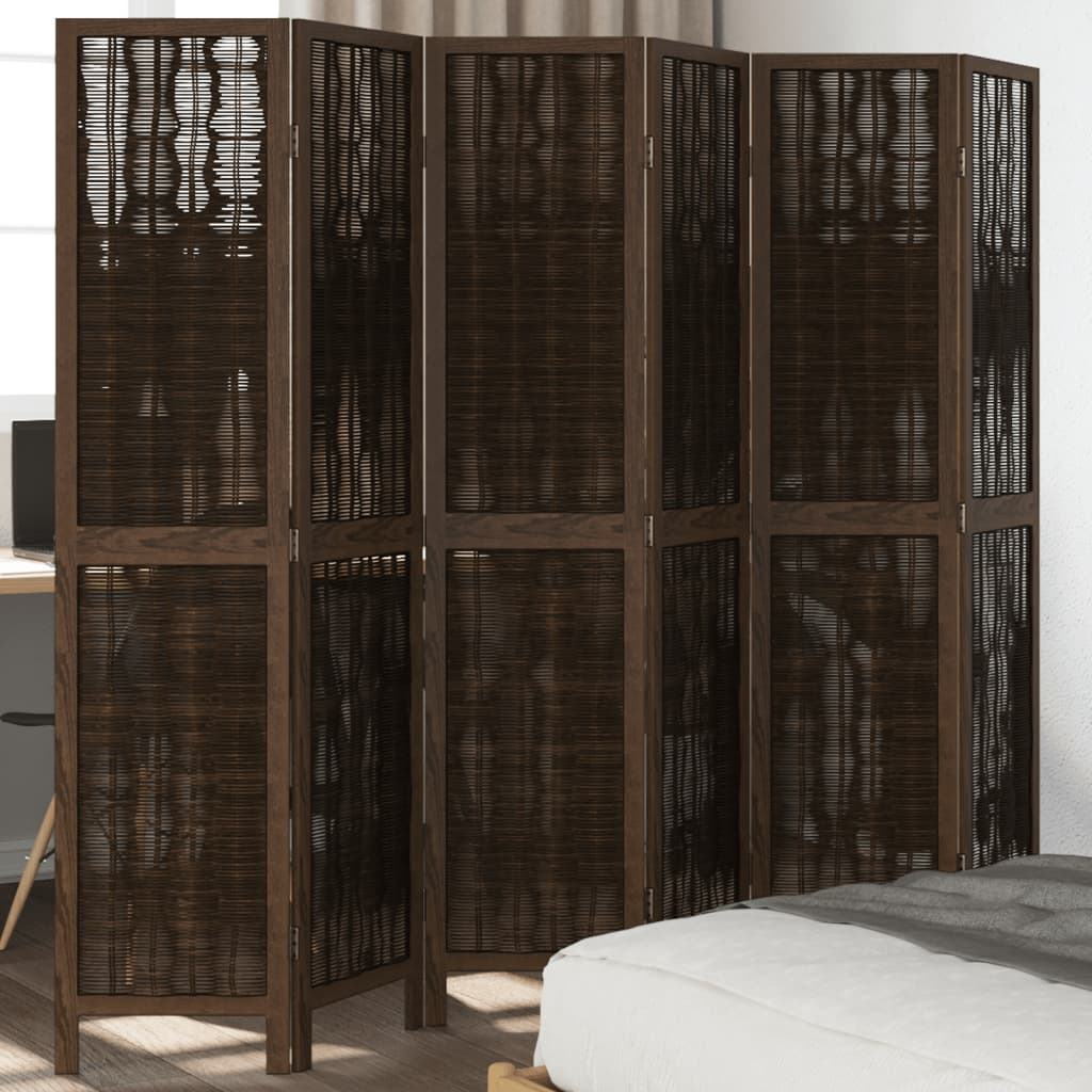 vidaXL Rumsavdelare 6 paneler mörkbrun massivt kejsarträ