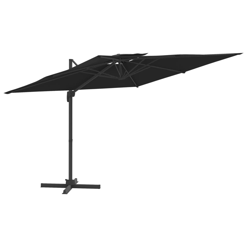 vidaXL Frihängande parasoll med ventilation svart 300x300 cm